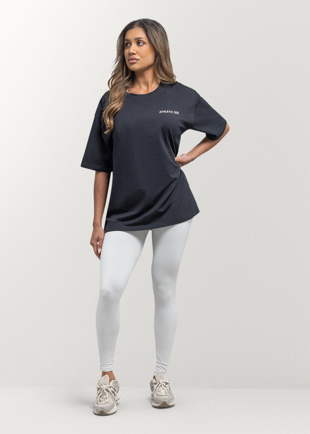 Alltagstaugliches Oversize-T-Shirt im Sport-Look, schwarz