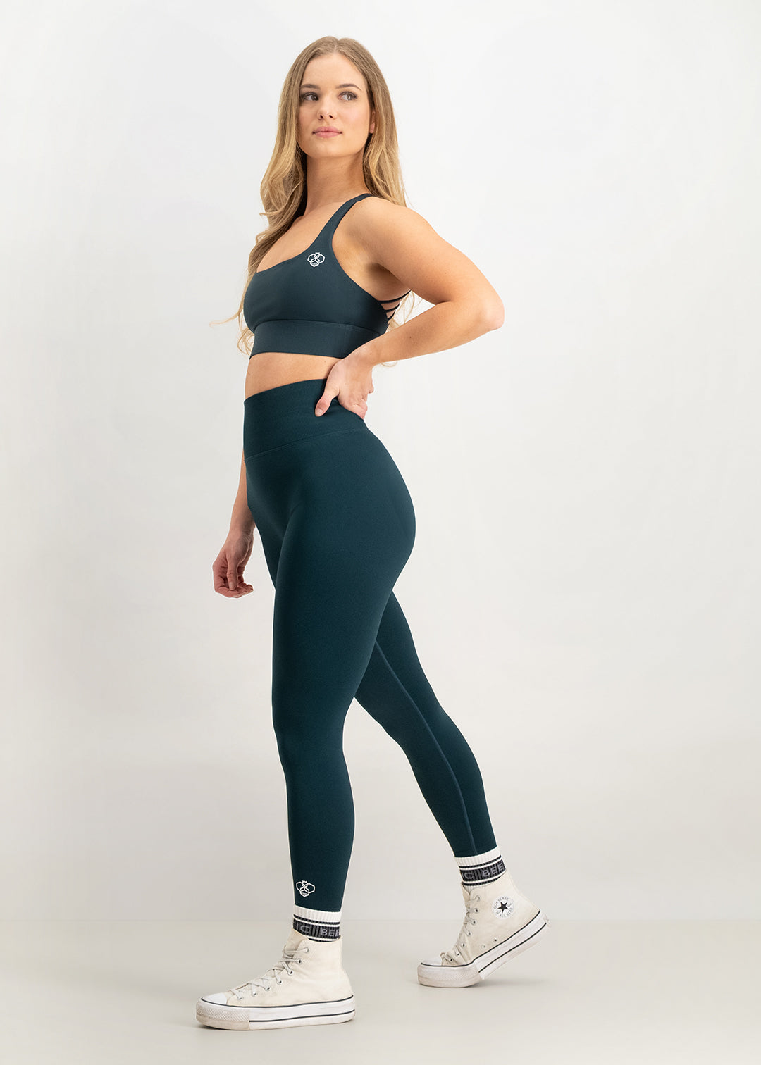Fusion - Nahtlose Scrunch-Leggings in Waldgrün 