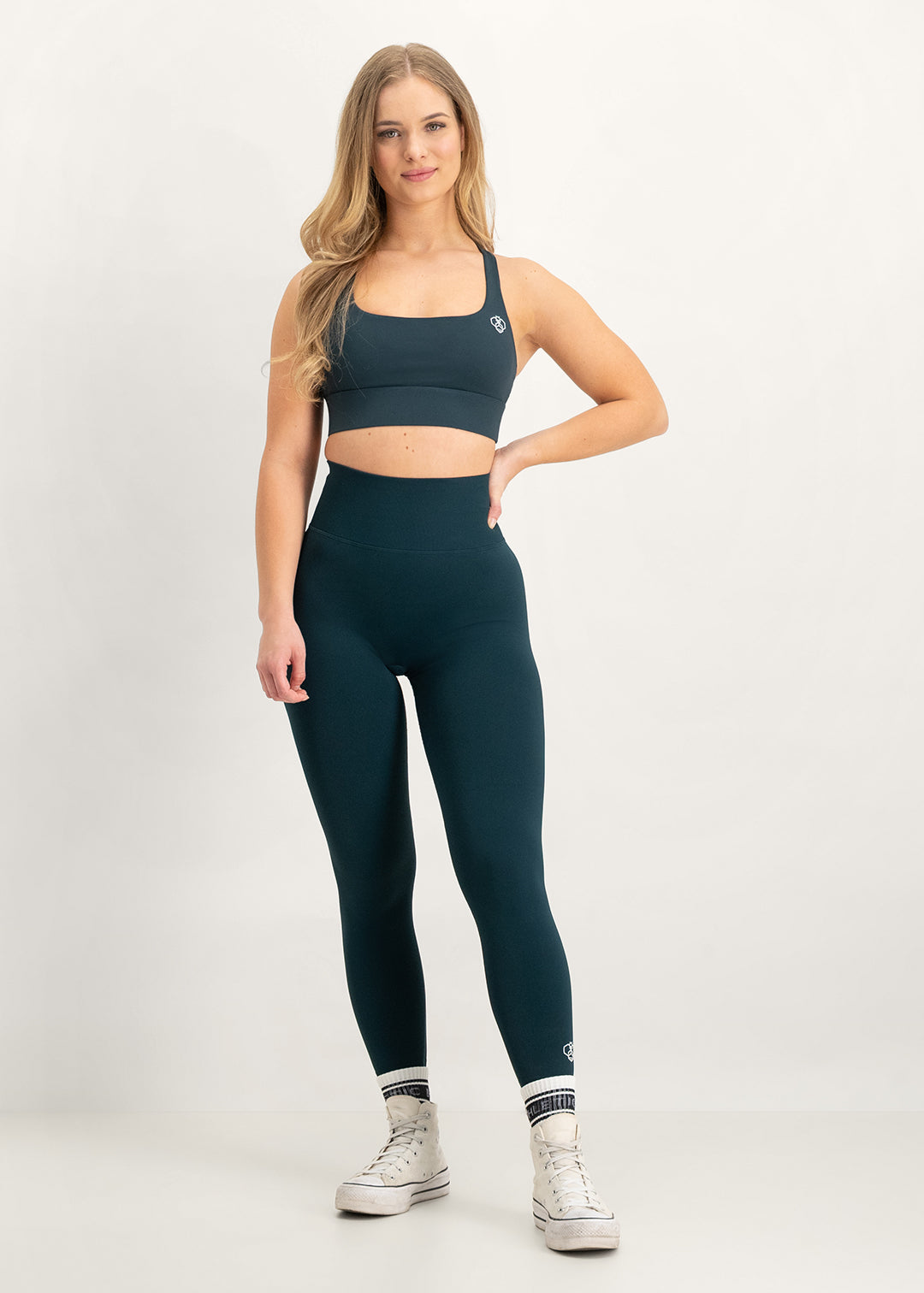Fusion - Nahtlose Scrunch-Leggings in Waldgrün 